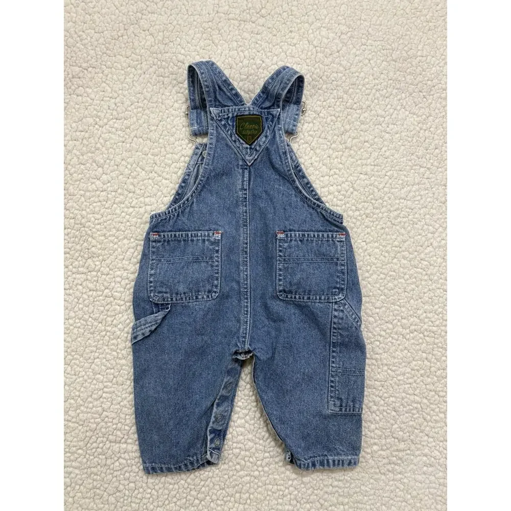 Vintage Baby Gap Denim Overalls Size 3-6M Carpenter Jeans Bib Blue Cotton Y2K